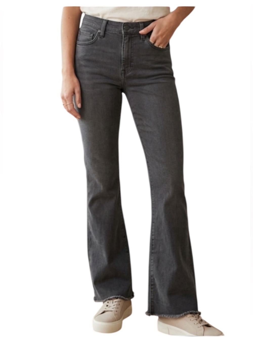 Pistola Low Rise Flare Jeans Gray Frayed Hem 29
HH